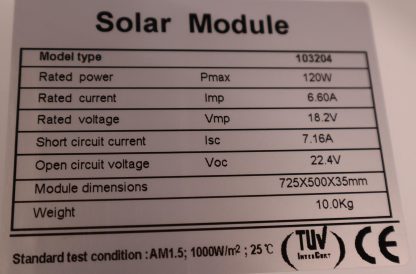 Vikbar solpanel 120 watt, 12 volt